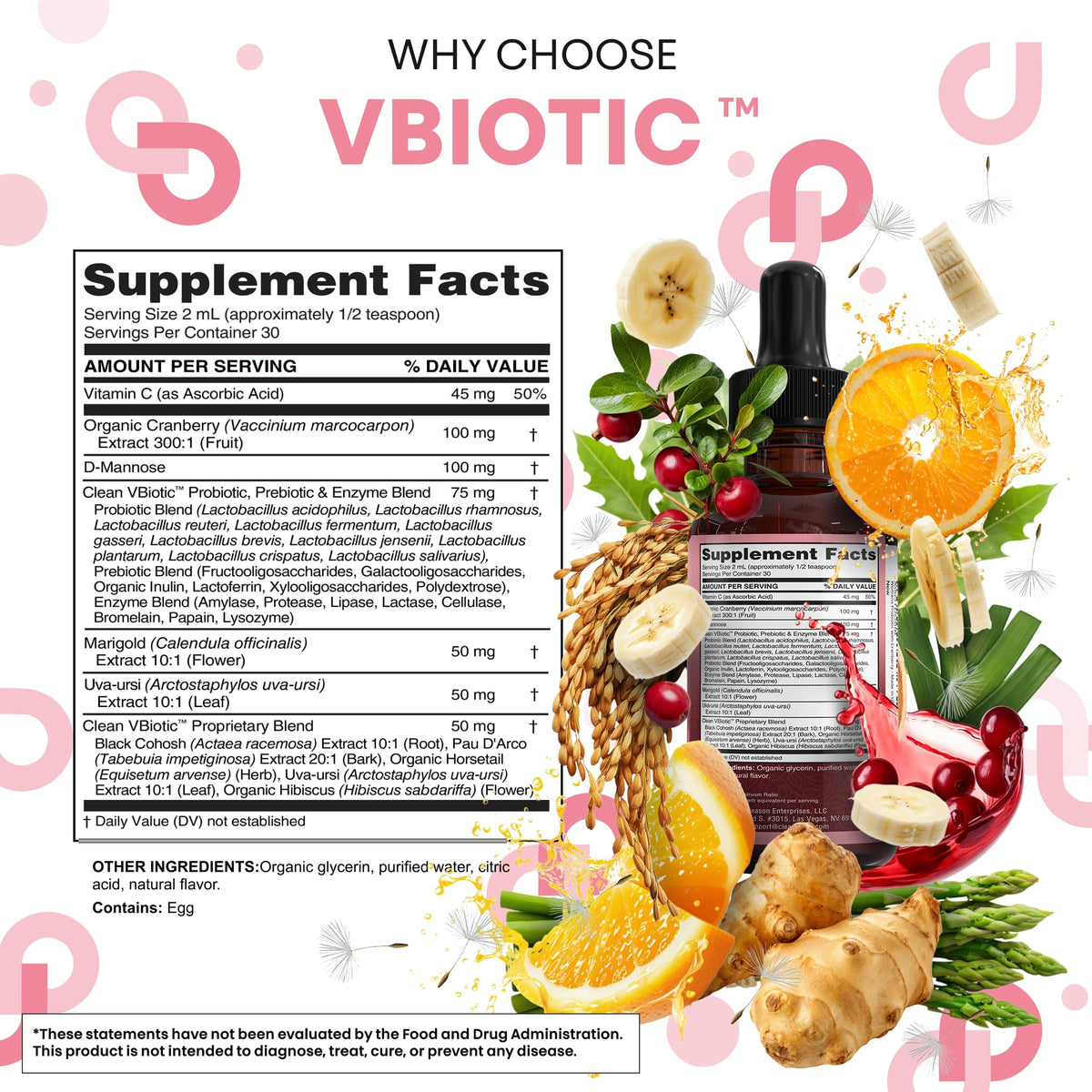 Étiquette du produit Clean Nutraceuticals VBiotic Probiotiques