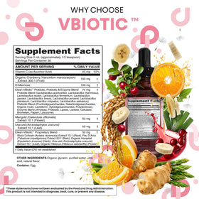 Étiquette du produit Clean Nutraceuticals VBiotic Probiotiques