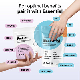 Étiquette du produit de multivitamine femme Complement