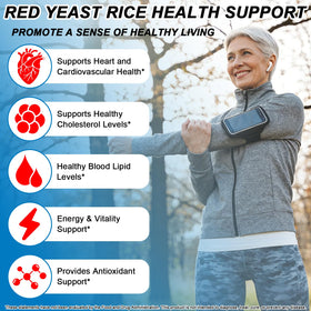 Étiquette du produit de riz rouge avec CoQ10 AMENQ hHEALTH 150g