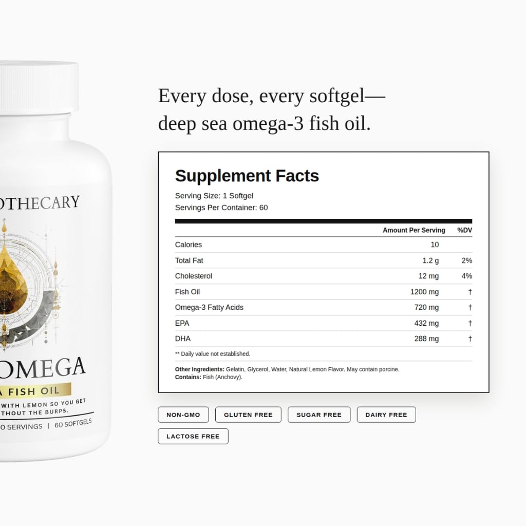 Étiquette du produit Dear Apothecary Huile de Poisson Oméga 3