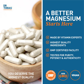 Étiquette du produit Dr. Tobias magnésium bisglycinate 200 mg