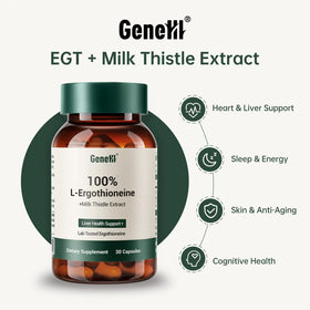 Étiquette du produit GENEIII L-Ergothioneine et Chardon-Marie