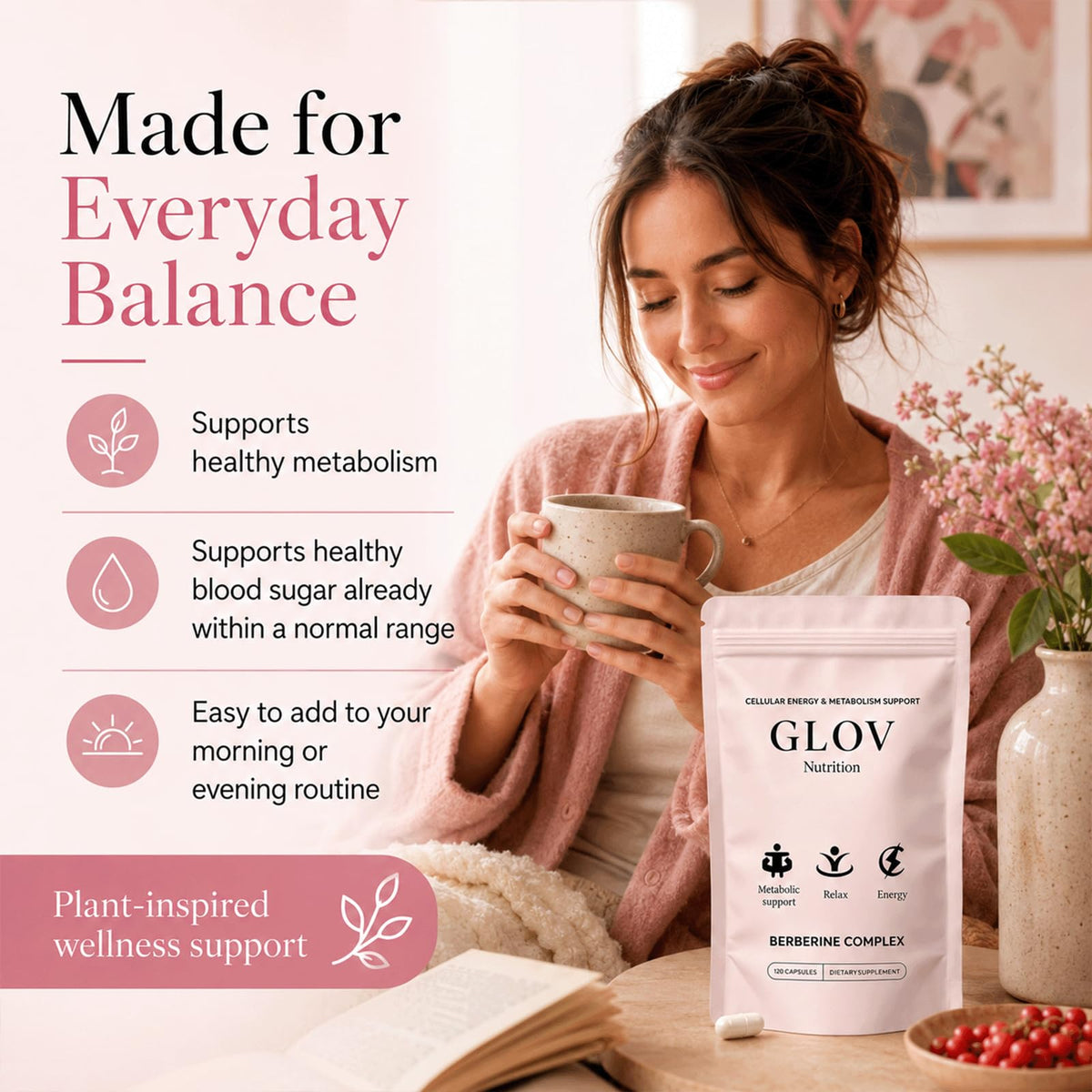 Étiquette du produit Glov Organic Berberine Complex