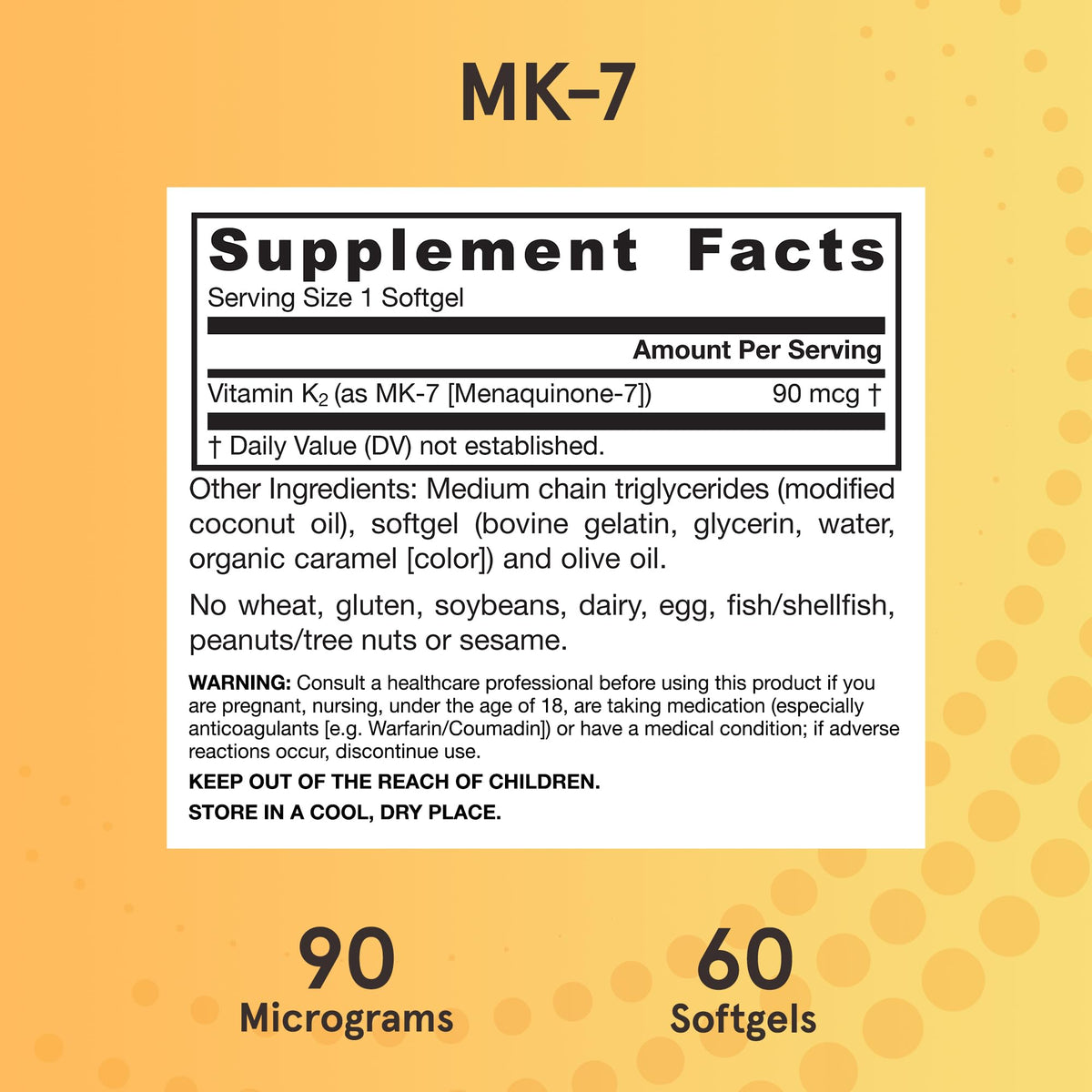 Étiquette du produit Jarrow Formulas MK-7 90 mcg
