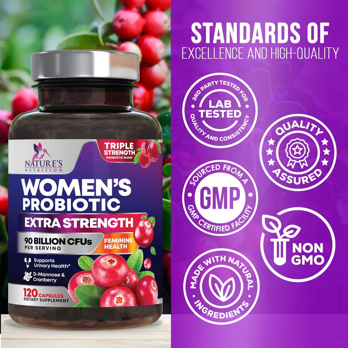 Étiquette du produit Nature's Nutrition Probiotiques Femme