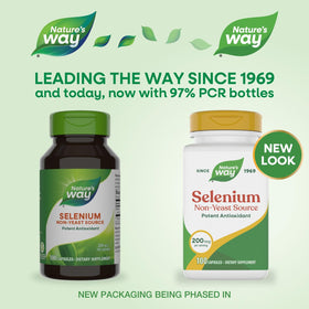 Étiquette du produit Nature's Way Sélénium avec ingrédients et spécifications