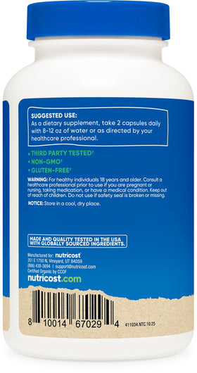Étiquette du produit Nutricost Champignon Reishi 1500mg