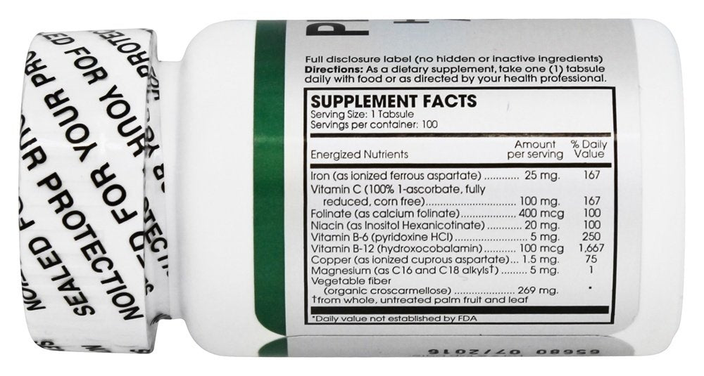 Étiquette du produit PERQUE Hematin Anemia Guard avec composition