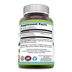 Étiquette du produit Pure Naturals Riz Rouge 1200 mg