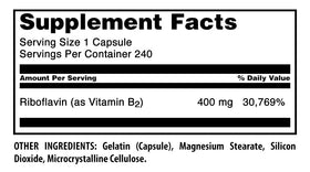 Étiquette du produit Riboflavine 400 mg Amazing Nutrition