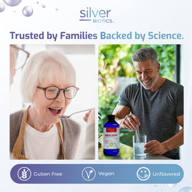 Étiquette du produit Silver Biotics avec ingrédients