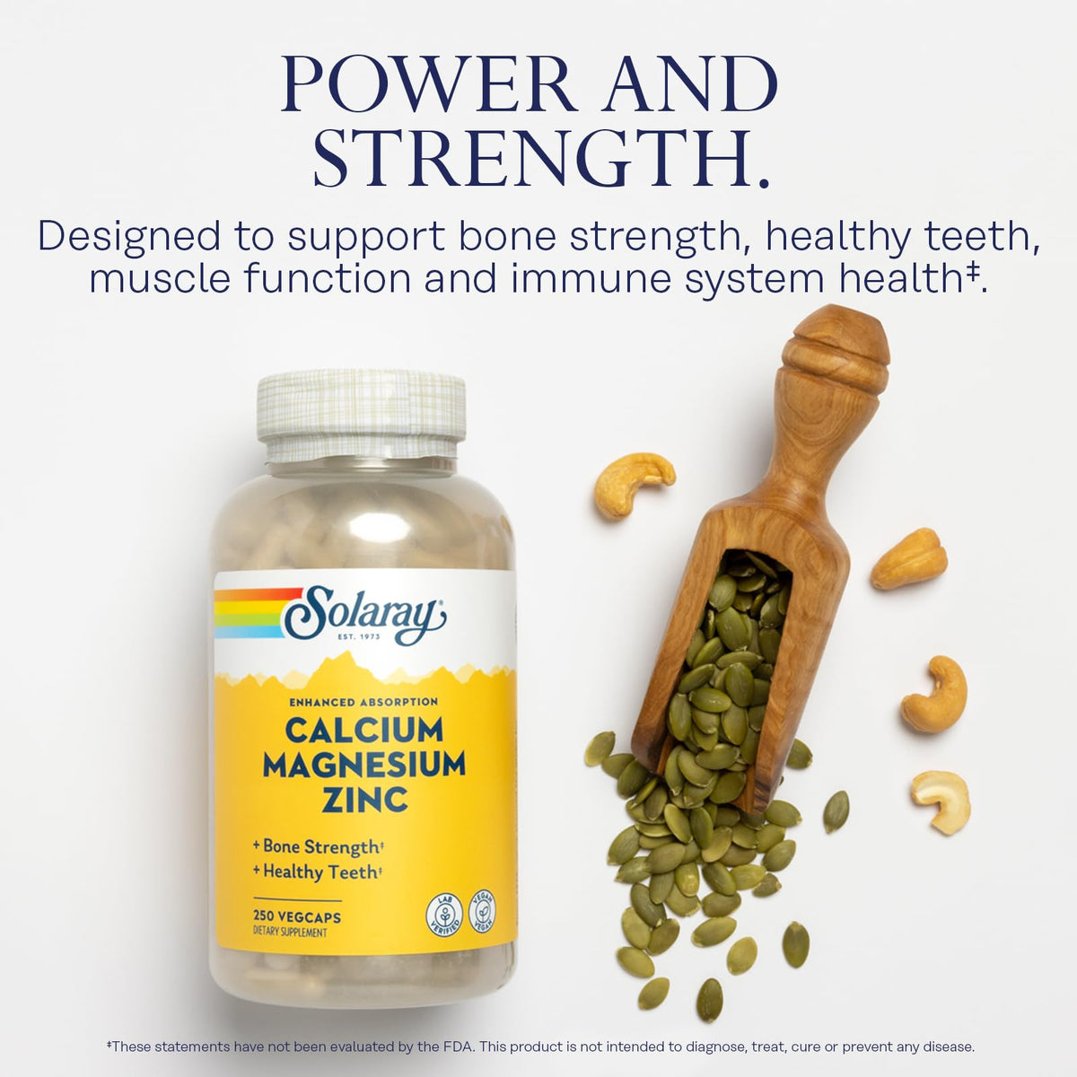 Étiquette du produit SOLARAY Calcium Magnesium Zinc 250 VegCaps