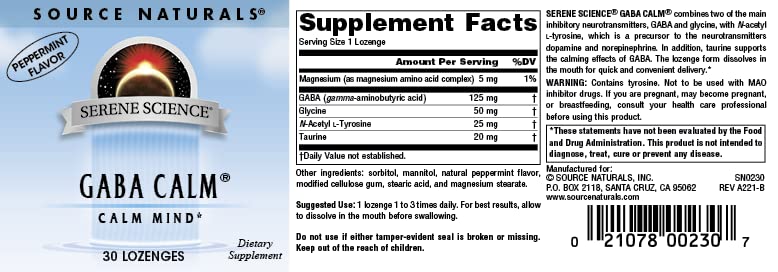 Étiquette du produit Source Naturals GABA Calm Mind
