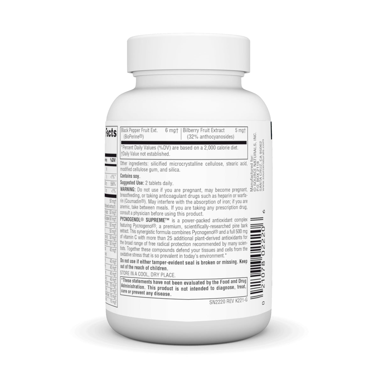 Étiquette du produit Source Naturals Pycnogenol
