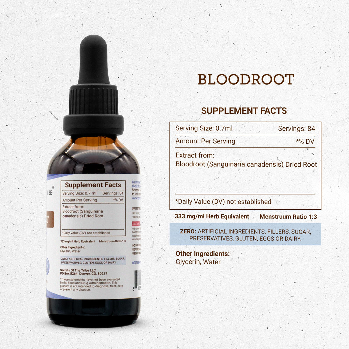 Étiquette du produit Tincture Sanguinaria Canadensis