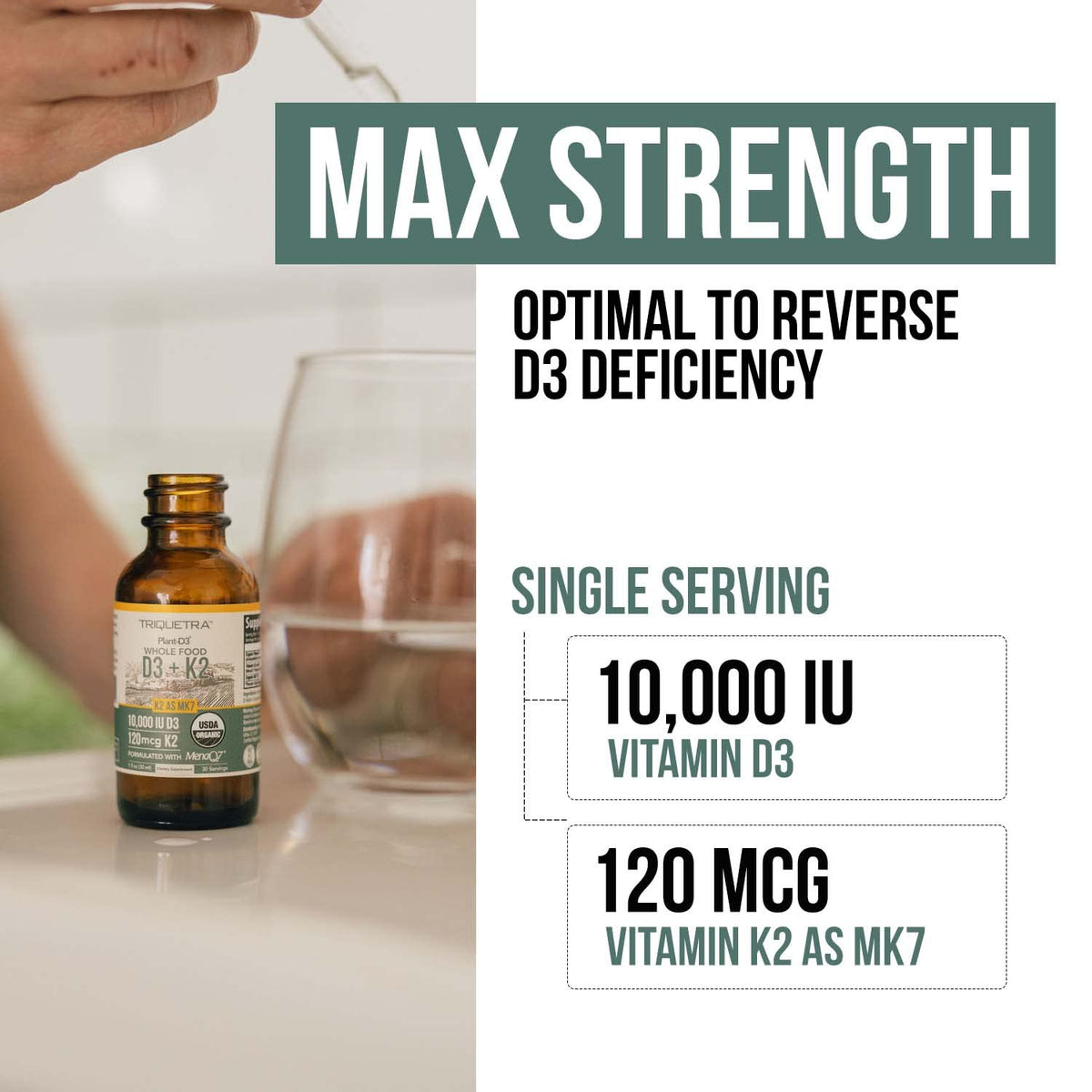 Étiquette du produit Triquetra Health D3 K2 10 000 IU Bio