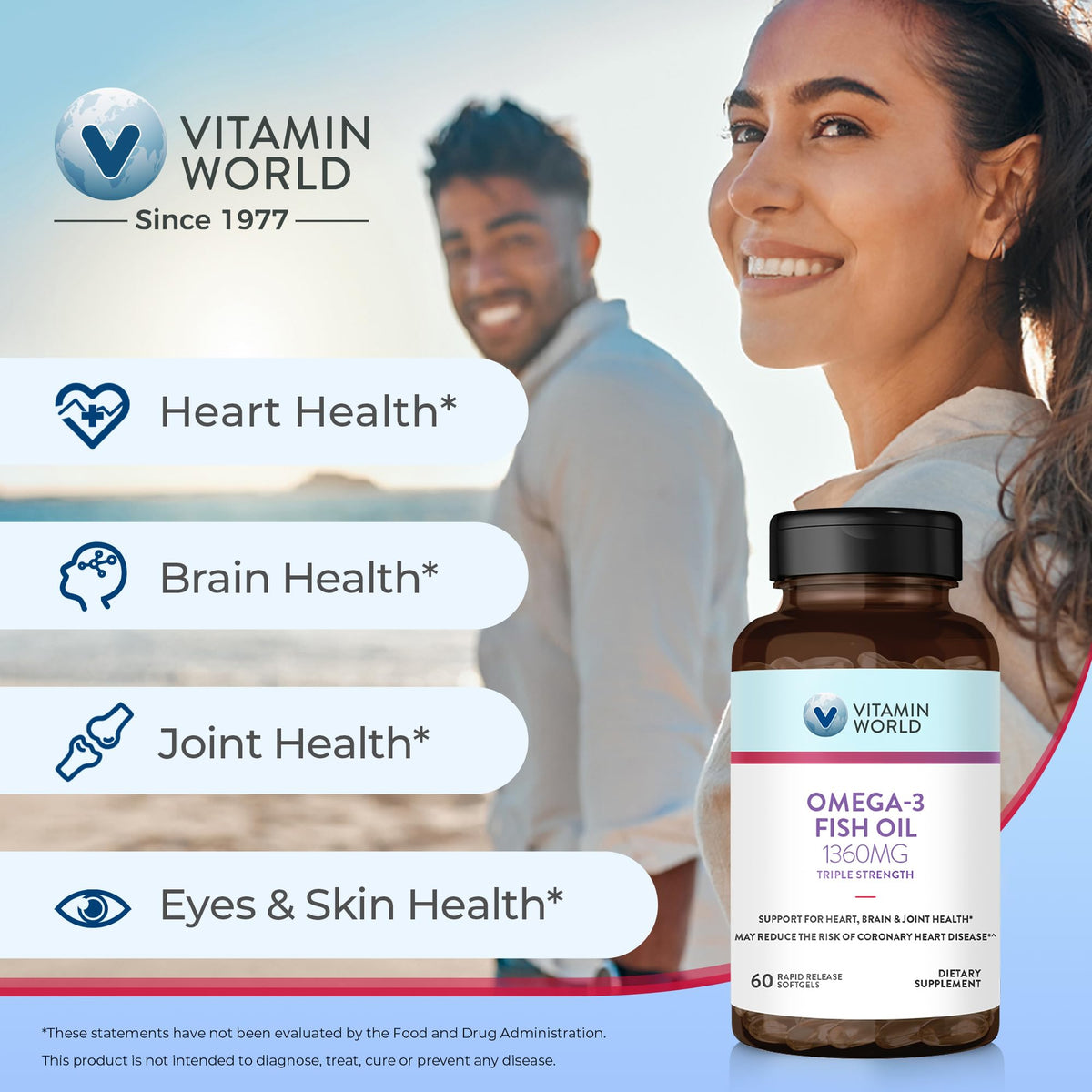 Étiquette du produit Vitamin World Huile de Poisson Omega 3