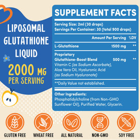 Étiquette du Prunucis Liposomal Glutathione 2000MG avec ingrédients