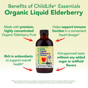 Étiquette du sirop de sureau bio pour enfants CHILDLIFE ESSENTIALS