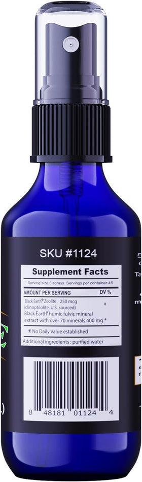 Étiquette du spray Zeolite Noir avec ingrédients
