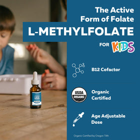 Étiquette du Triquetra Health Kids L-Méthylfolate avec informations nutritionnelles