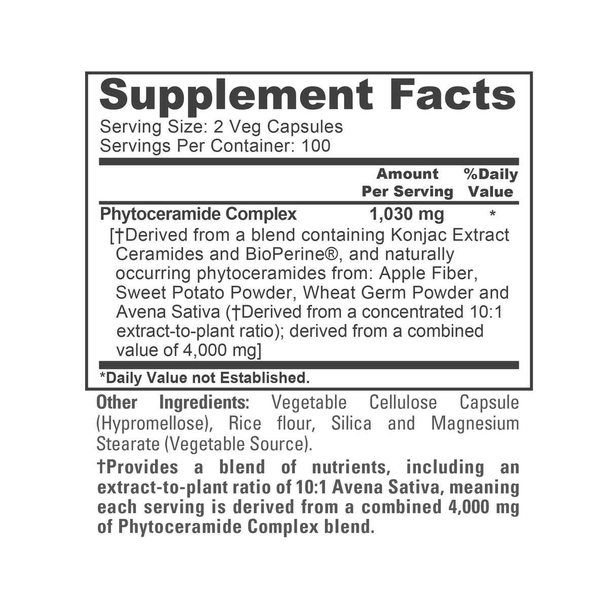 Étiquette NusaPure sur le flacon de phytocéramides