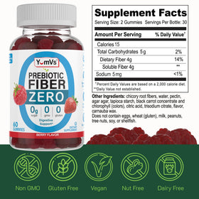 Étiquette nutritionnelle des gummies prébiotiques YUM-V'S