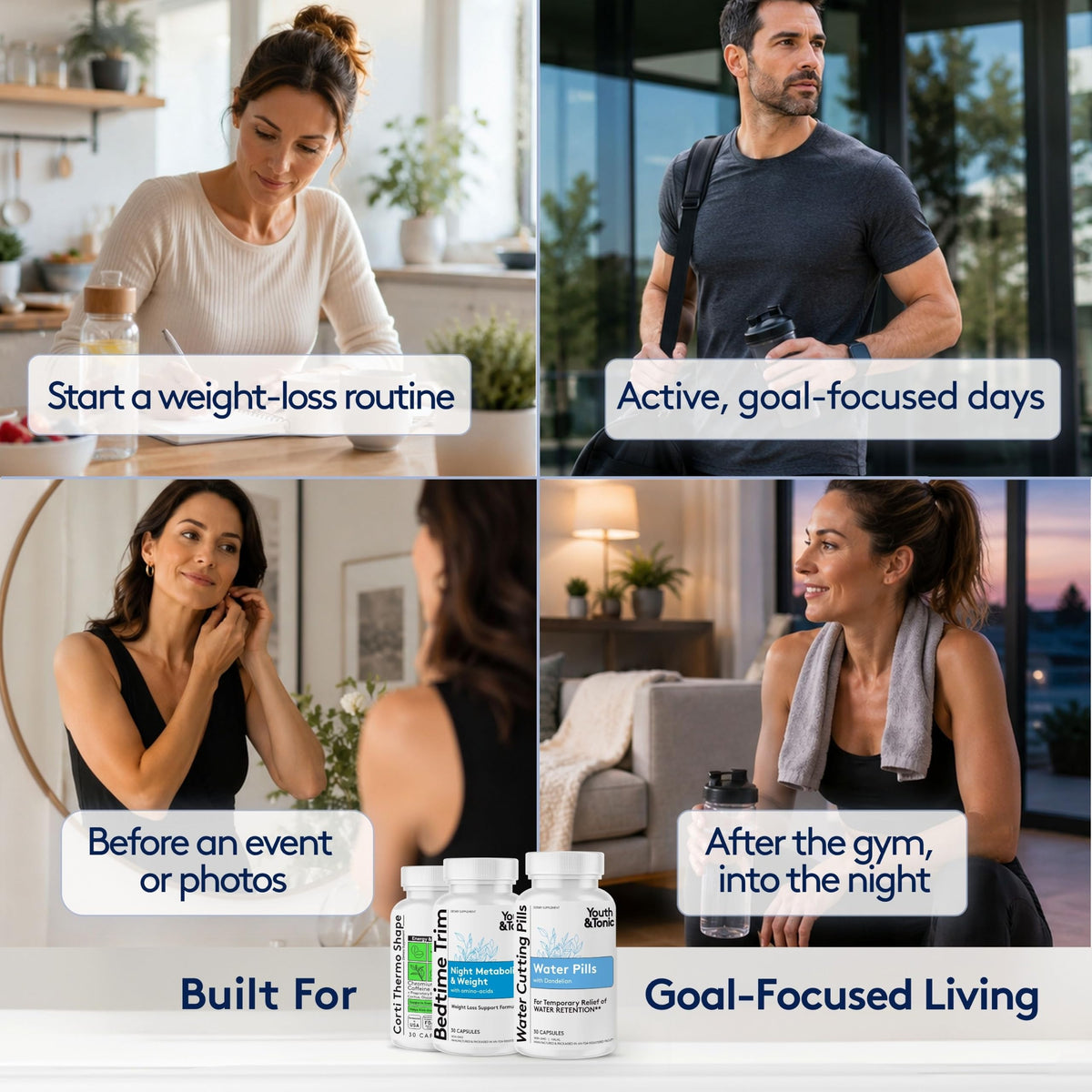 Étiquettes des flacons de Youth & Tonic avec informations nutritionnelles