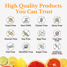 Étiquettes détaillant les ingrédients du Vitalitown Complexe de Vitamine C