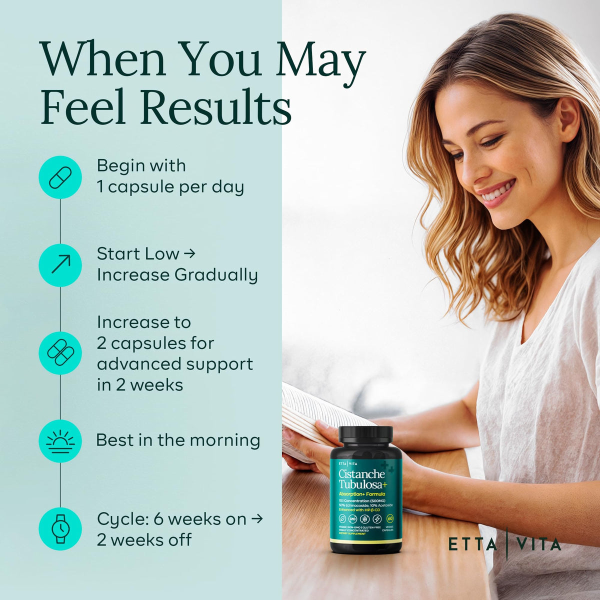 Etta Vita Cistanche Tubulosa capsules 500 mg avec doseuse