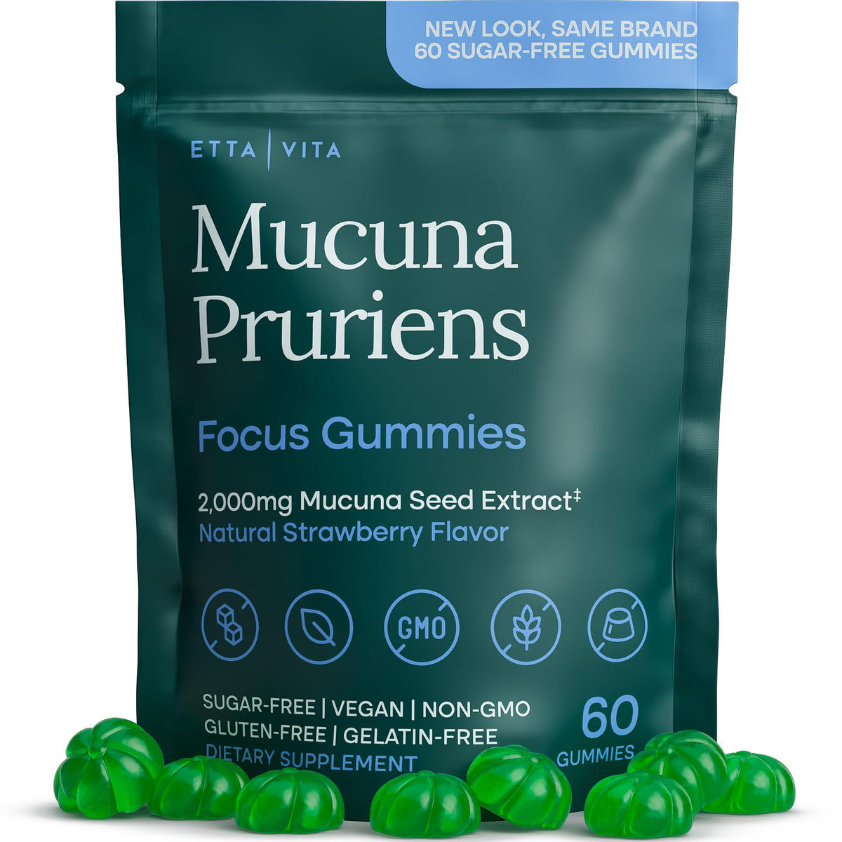 Etta Vita gélifiés Mucuna Pruriens sans sucre, vue avant du paquet