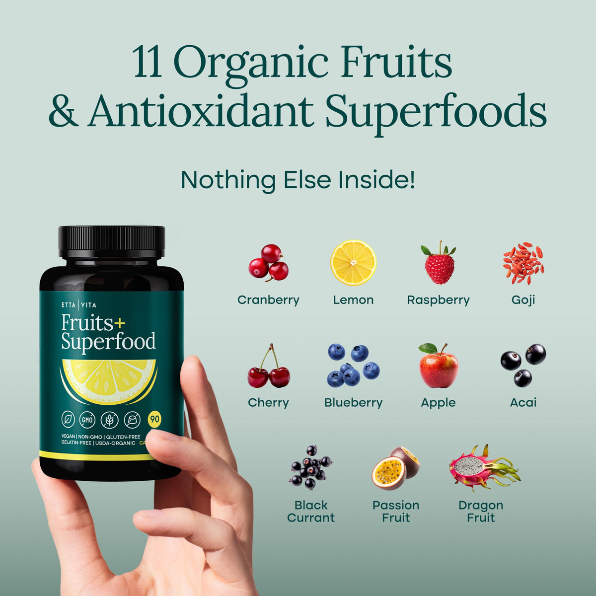 Etta Vita gélules végétales bio avec mélange de fruits et légumes