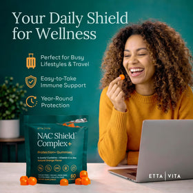 Etta Vita Gummies NAC sans sucre sur une table