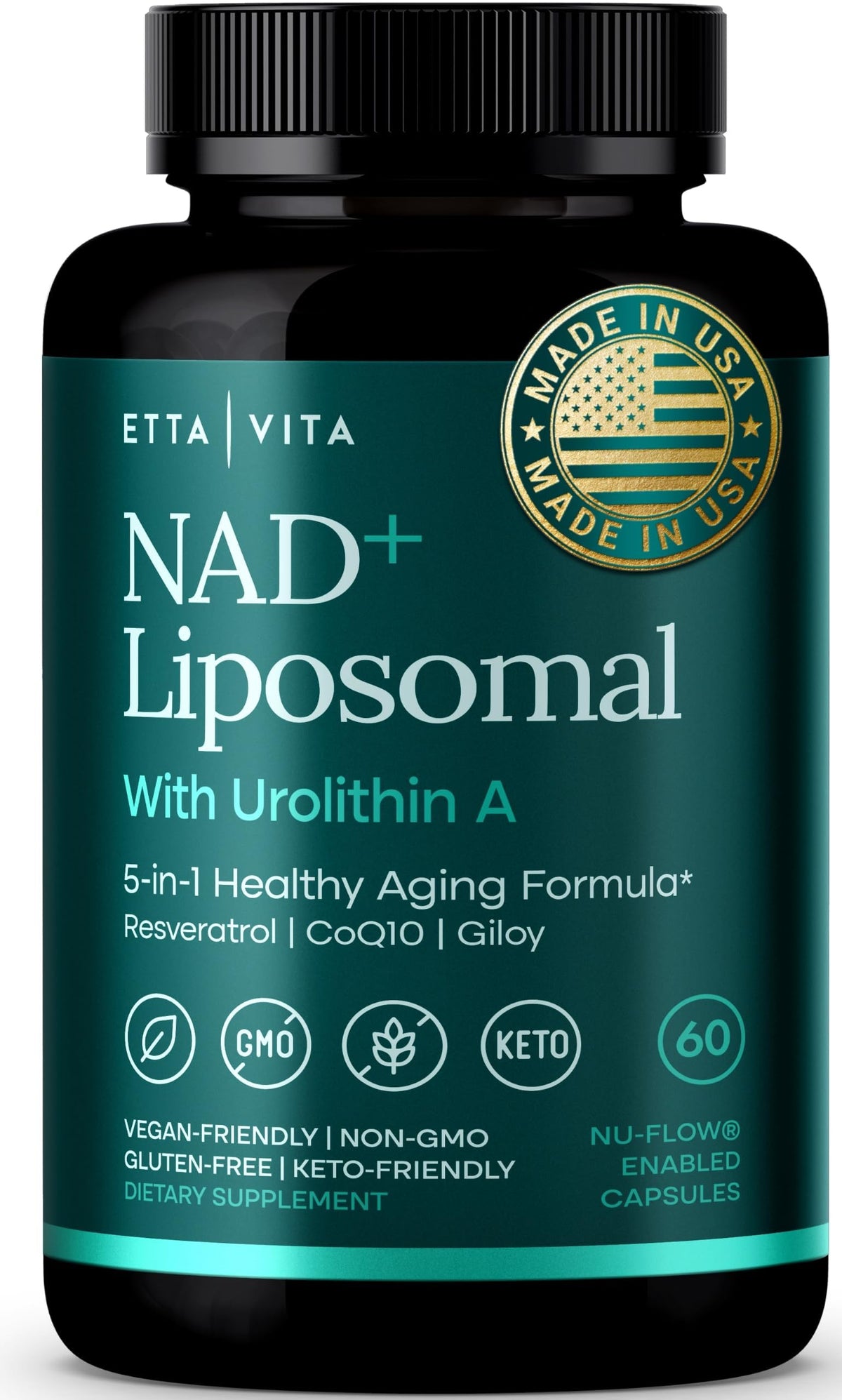 Etta Vita Liposomal NAD+ 60 capsules en vue de face