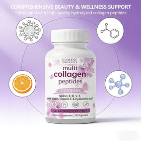 ETUIH Collagène Lumine Organics capsules 240, composition des ingrédients