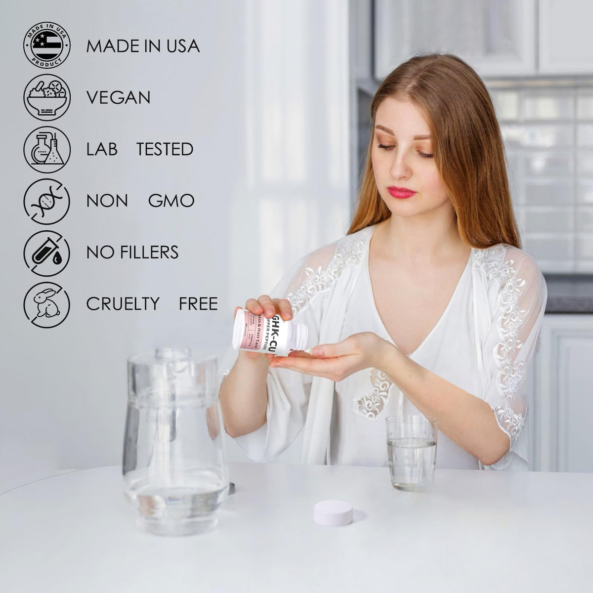 Euphea GHK-Cu Capsules en gros plan avec texture de la capsule