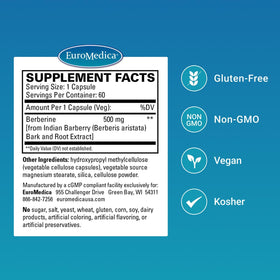 EuroMedica Berberine 500mg 60 capsules arrière