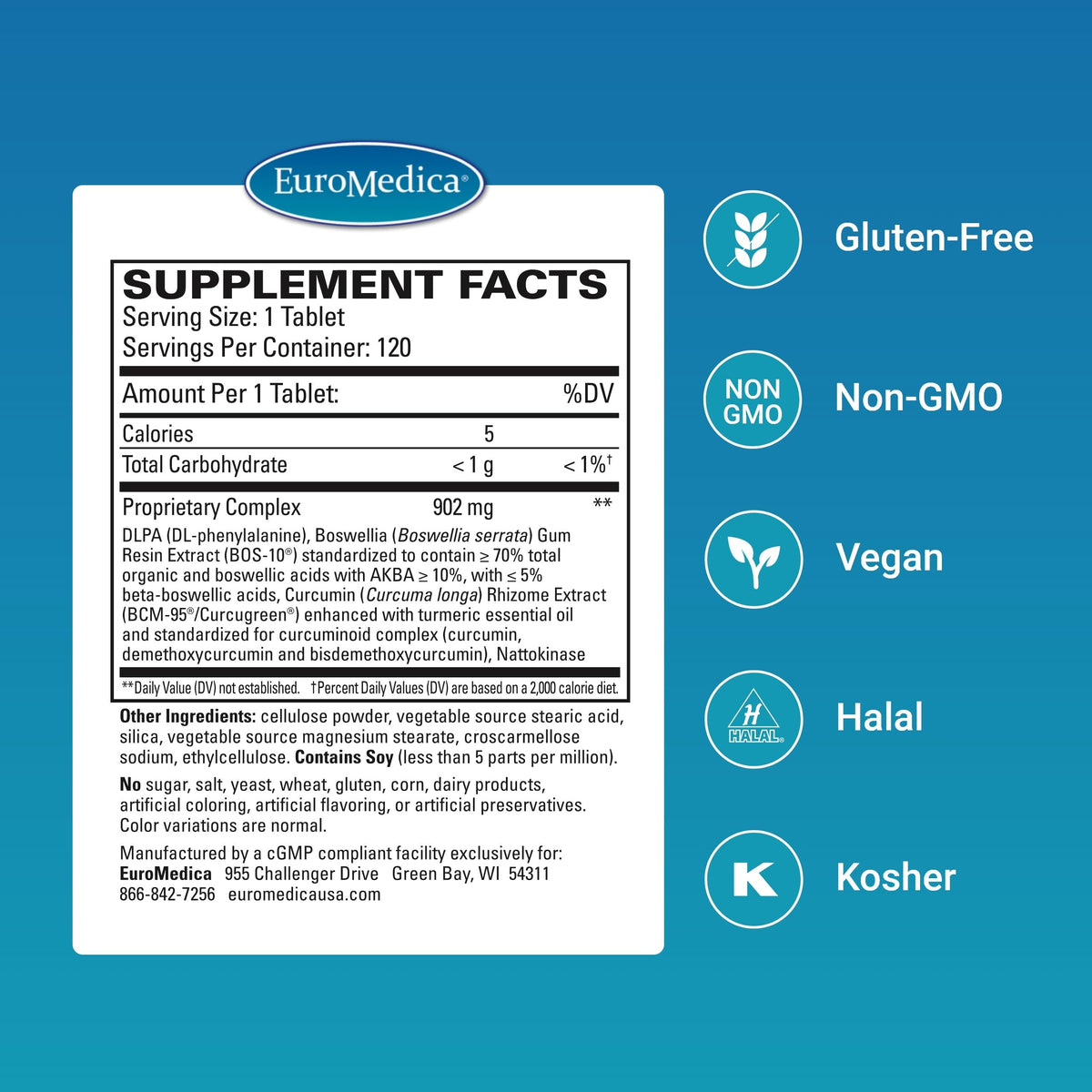 EuroMedica Curaphen Extra Strength 120 comprimés vue arrière