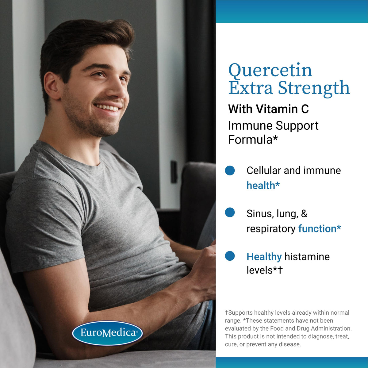 EuroMedica Quercetin Plus capsules sur une table