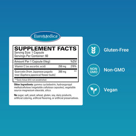 EuroMedica Quercetin Plus Vitamine C flacon avec étiquette