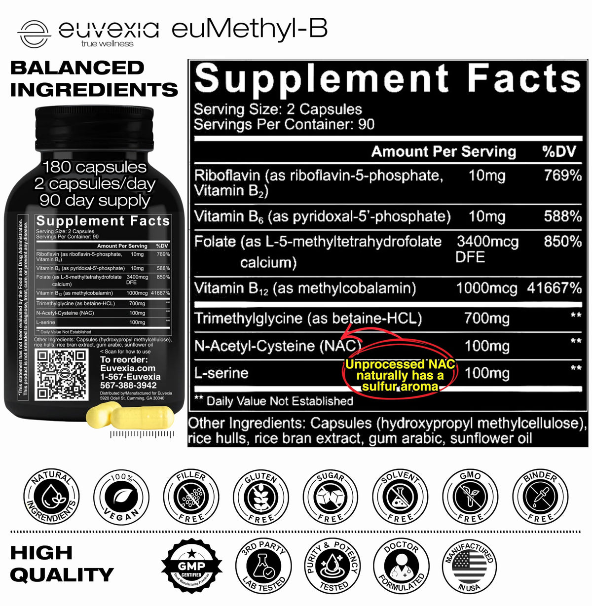 Euvexia Methylated B Complex packaging detail