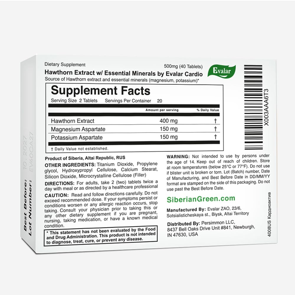 Evalar Hawthorn Cardio, comprimés de baies sauvages d'Altai