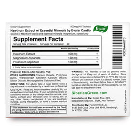 Evalar Hawthorn Cardio, description des ingrédients sur l'emballage