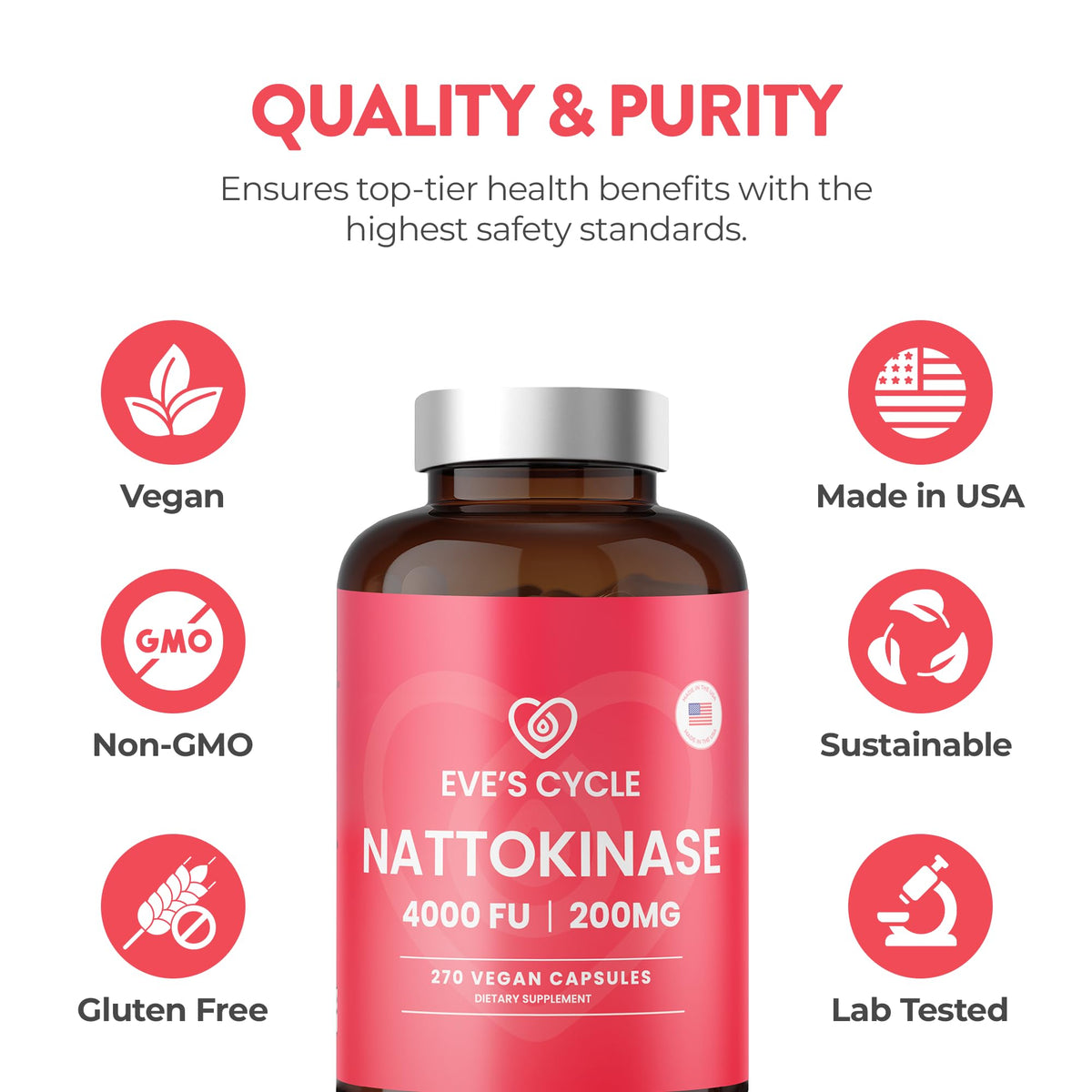 Eve's Cycle Nattokinase 4000 FU capsules avec des ingrédients naturels