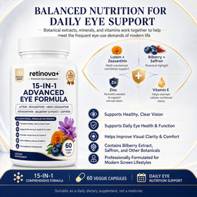 EveLabs Retinova+ 15-en-1 Formule Avancée pour les Yeux - Capsules en gros plan