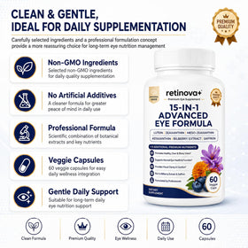 EveLabs Retinova+ 15-en-1 Formule Avancée pour les Yeux - Ingrédients principaux