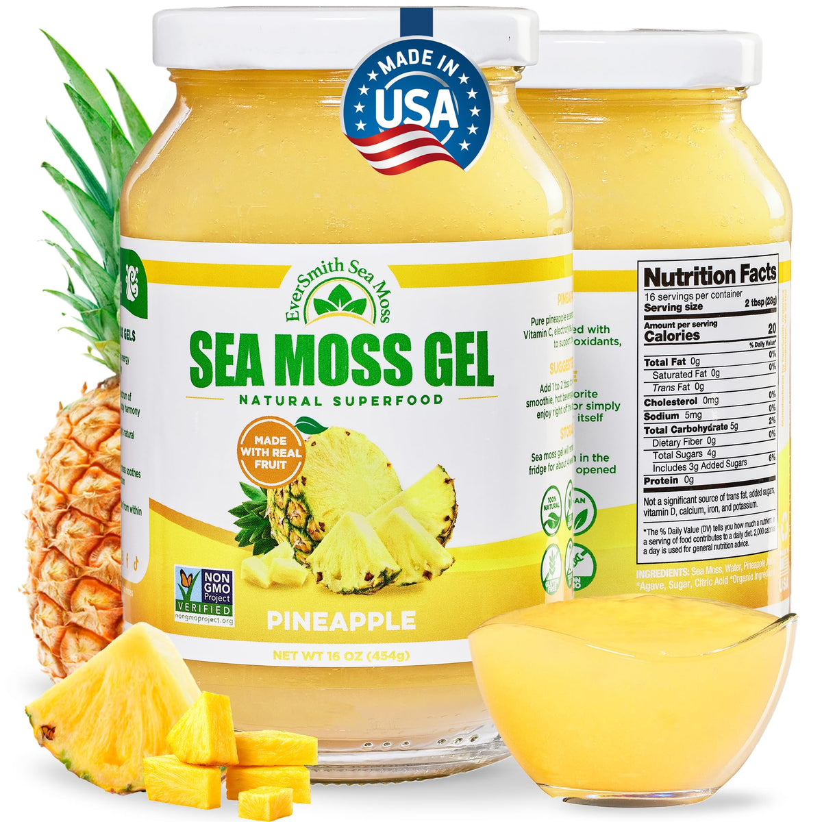 EverSmith Organics Gel de Mousse Marine Irlandais Ananas 16 oz, vue de face