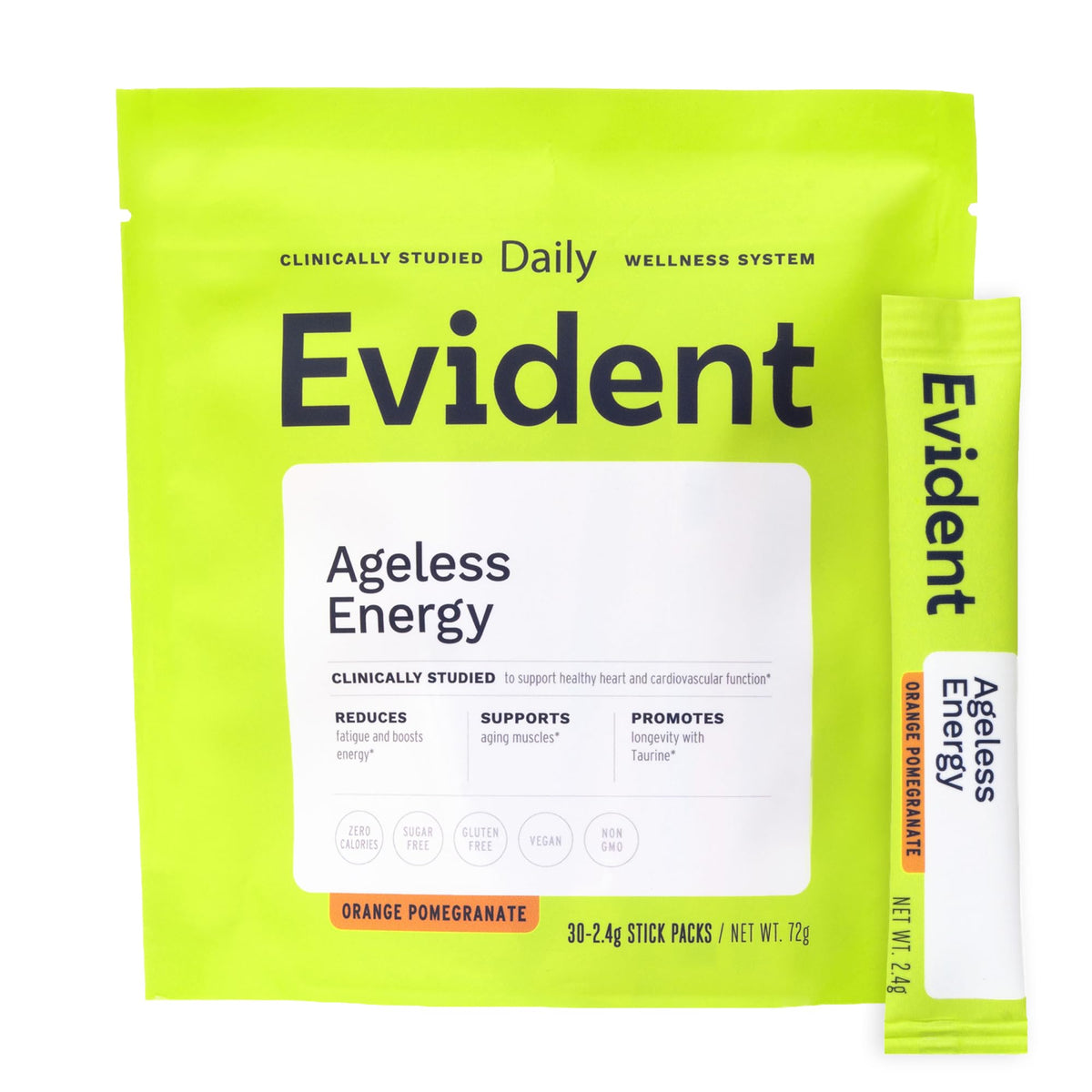 EVIDENT WELLNESS Ageless Energy Stick Packs 100g vue de face