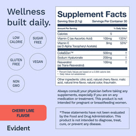 EVIDENT WELLNESS, vue de face de la poudre de rajeunissement
